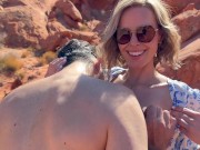 Wife fucks friend in front of husband while on public hike in the desert / Sloppy seconds creampie 2/16