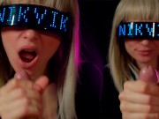 Сyberpunk girl greedily sucks all the cum out of her fan