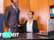 LETSDOEIT - Skinny Babe Coco Kiss Banged By A Huge Black Cock On The Office Table