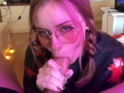 Cumshot on the face of a CUTE STEPSISTER 10/16