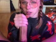 Cumshot on the face of a CUTE STEPSISTER 12/16