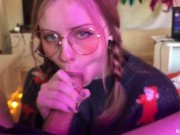 Cumshot on the face of a CUTE STEPSISTER 6/16