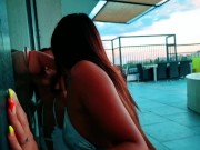 Two Small Mouths And One Thick Cock -Outdoor BlowJob Contest with Cum in Mouth at the Penthouse 2/16