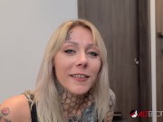 Inked blonde sucking and deepthroating a big dick 2/16