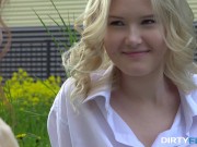 Dirty Flix - The horny guy fucks the redhead Nansy Small, he licks the blonde's Escaped Bride pussy, driving her crazy 1/16