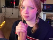 Student girl gently sucks and loves cum 11/16