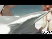 Naked lesbian beach babes lick each other's wet pussy to orgasm 3/16