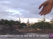 Tall Brunette Flashes Her Pierced Pussy In Public 1/16