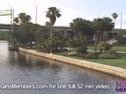 Tall Brunette Flashes Her Pierced Pussy In Public 15/16