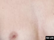 Sexy brunette stuffs a stocking in her pussy as she masturbates 6/16