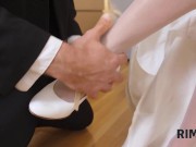 RIM4K. Brunette bride gladdens the bald man by rimming before wedding 3/16