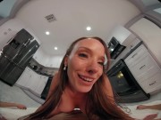 Pornstar Pristine Edge devours your tasty cock on the kitchen floor in this VR porn experience 16/16