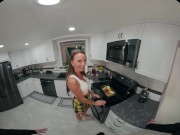 Pornstar Pristine Edge devours your tasty cock on the kitchen floor in this VR porn experience 3/16