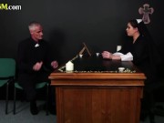 Femdom nurses jerk patient in CFNM 3some 3/16