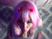 Zero Two sucks cock and gets cum on face - Sunako_Kirishiki 4/16