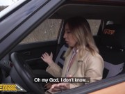 Fake Driving High School - engine problems end with sexy babe mouting teachers cock and letting him cum over her natural tits 1/16