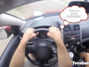 Skinny ebony teen with big natural tits fucks a big white cock 2/16