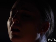 Horny girls in fishnet lingerie do passionate sex in a dark basement 4/16