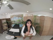 Brunette stunner Ember Snow gets pounded hard before receiving a sticky cum load on her big fake tits 3/16