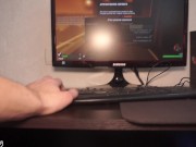 Girlfriend distracted me away from video game to suck my cock 1/16