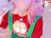 A Naughty Elf Brings Your Christmas Gift: Sloppy Blowjob, Pink Pussy, Anal Play and Cum Twice!! 2/16