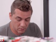 FAKEhub - Beautiful big tits Euro babe blowjob and hardcore sex with spying perv in public dressing room 3/16