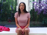 Nerdy girl cumming over and over and she is fucked by a guy she just met! 1/16