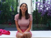 Nerdy girl cumming over and over and she is fucked by a guy she just met! 2/16