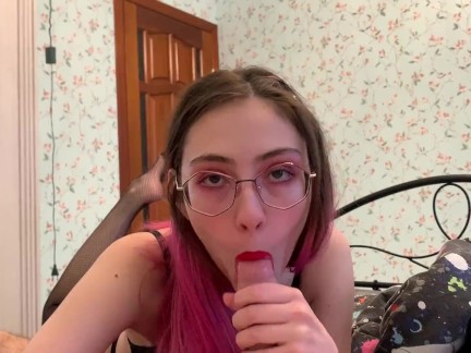 He washed my glasses with cum