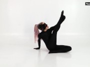Black latex and braids very hot Russian flexible teenie 5/16