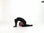 Black latex and braids very hot Russian flexible teenie 6/16