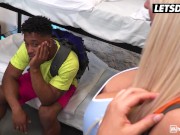 Hot Babes Blondie Fesser And Claudia Bavel Threesome With Huge BBC - HORNY HOSTEL 1/16