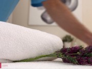 Curly-haired angel creampied after awesome sex in parlour 1/16