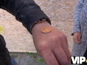 VIP4K. Man's bosomy wife gives shaved pussy to excited pickup artist 4/16