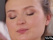 Sexy blonde gives a sensual massage to a lesbian first timer 6/16