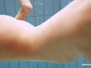 Cute teen Deniska swimming naked in the pool 10/16