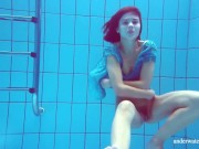 Marusia shows you her hairy sweet vagina in the pool 12/16