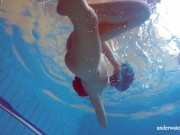 Marusia shows you her hairy sweet vagina in the pool 13/16