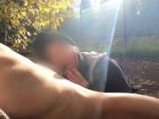 DICKFLASH in the PARK: a slutty milf can't resist to give a me a hard titty fuck 14/16