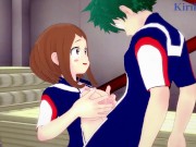 Ochako Uraraka plays hard with Izuku Midoriya's penis in the warehouse. - My Hero Academia Hentai 8/16