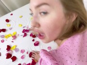 Sexy Babe Made A Gift On Valentine's Day. Blowjob And Two Poses. POV 11/16