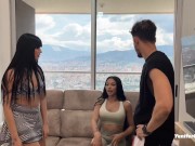 Two hot Venezuelan girls fuck their personal trainer 2/16