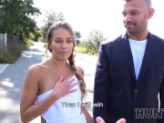 HUNT4K. Girl with small tits is penetrated while boyfriend rubs his cock 4/16