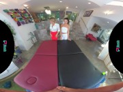 Busty blonde MILF and her stepdaughter fuck their masseur 3/16