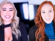 Busty blonde & Sexy redhead tease cock