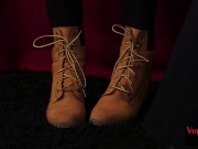 Voyeur busty MILF rubs pussy for wanker 1/16