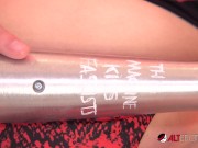 Busty blonde alt hottie masturbates with her big toy 1/16