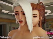 Futanari threesome with Overwatch babes in a restaurant by Rikolo 12/16
