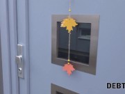 DEBT4k. Bank collector stretches brunette for spending too much money 3/16