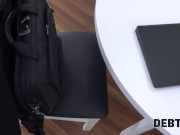 DEBT4k. Bank collector stretches brunette for spending too much money 6/16